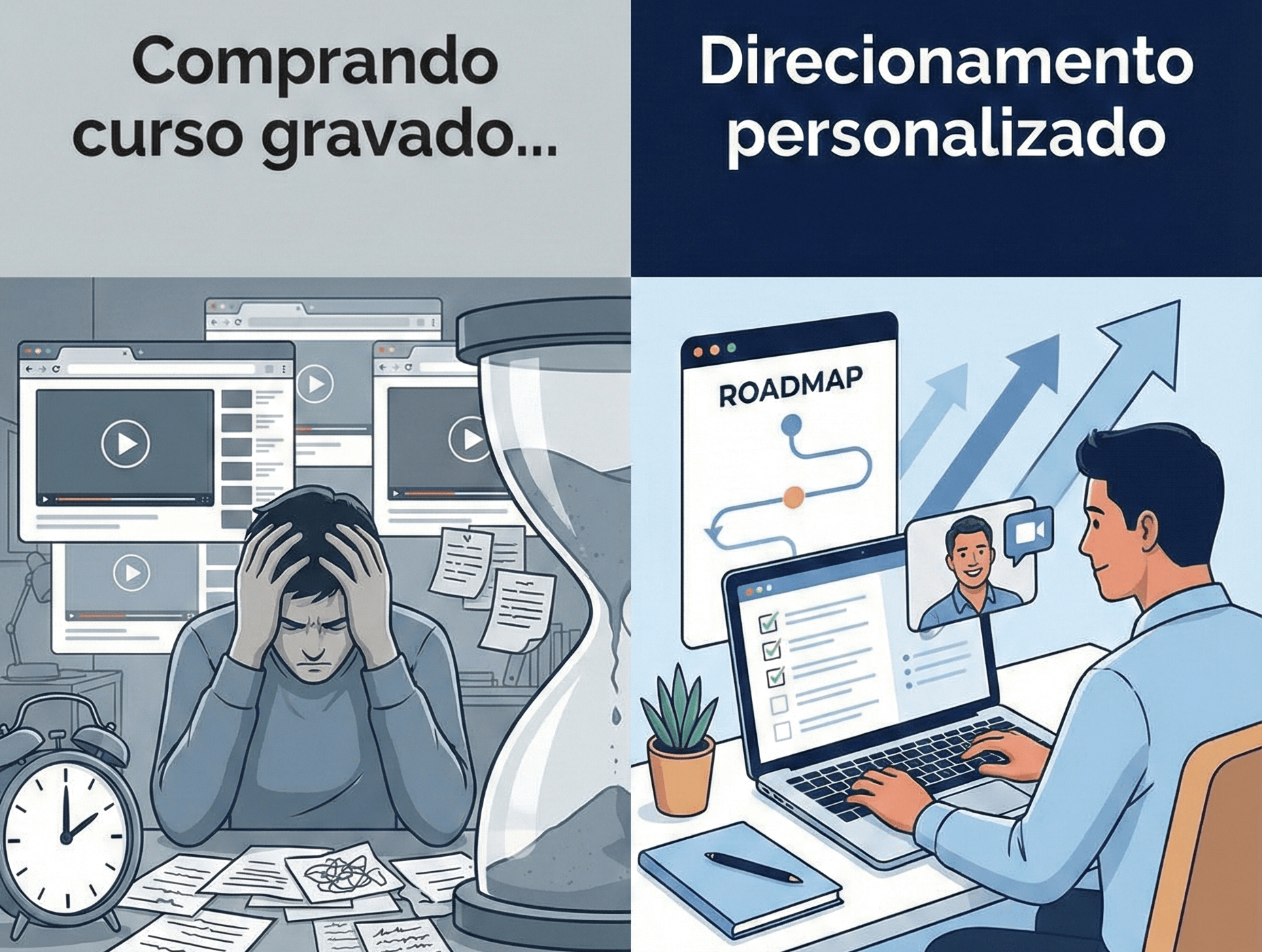 Comprando curso gravado vs Direcionamento personalizado